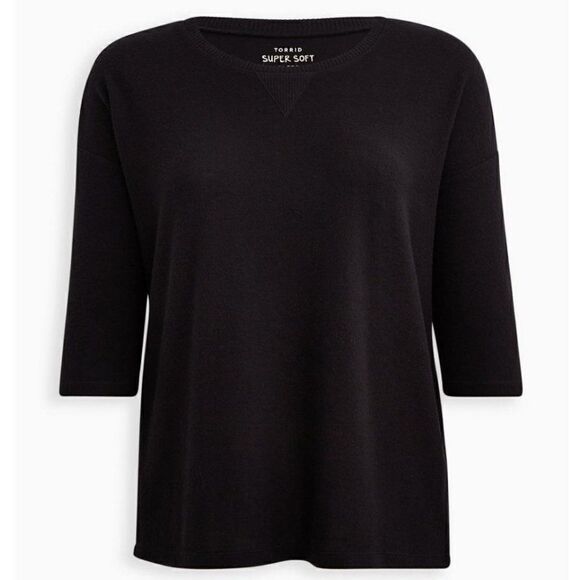 Torrid black Super Soft Plush Long Sleeve Dolman Lounge Tee 1 and 2 - Picture 1 of 5